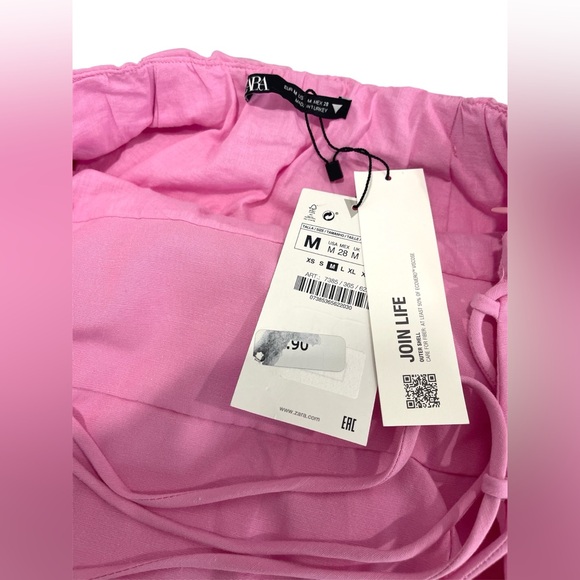NWT‎ Zara 100% Cotton Pink Milkmaid Mini Dress Blogger Fave Romantic Coquette M - Picture 15 of 15